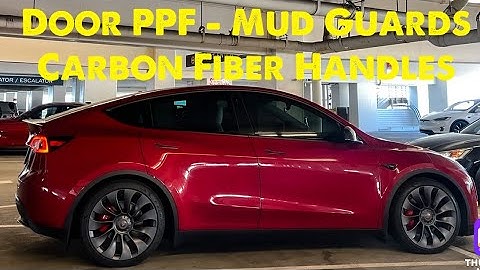 Installing Tesla Model Y OEM PPF for rocker panels, Mud Guards Flaps , Carbon Fiber handle overlays