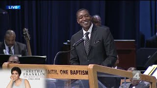 Pistons legend Isiah Thomas speaks at Aretha Franklin's funeral