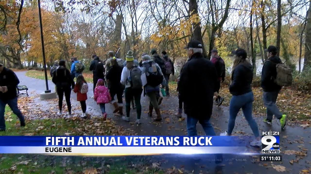 Fifth annual Eugene Veterans Ruck march - YouTube