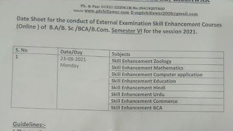 Good   UG 6th sem College Exam start online datesheet out 😱😱 Ju