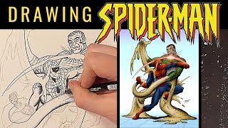 DRAWING SPIDER-MAN vs. the SANDMAN! | Art & Coloring | How to Draw!