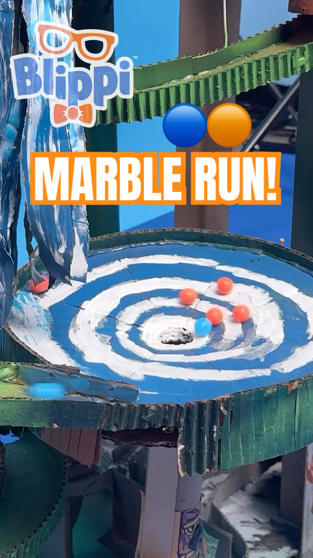 ORANGE AND BLUE ??! Who WILL WIN THE MARBLE RACE?! #blippi #shorts