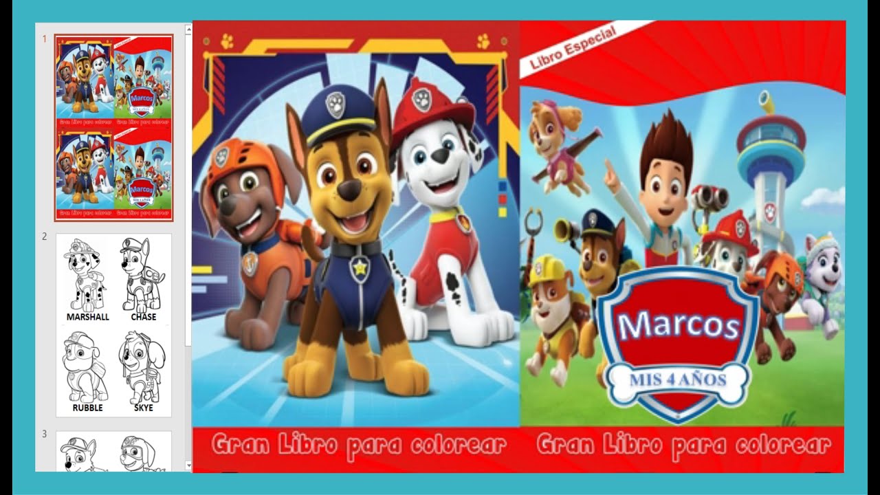 Cómo hacer libritos para colorear o pintar gratis de Paw Patrol en Power  Point – Grafica Publisis