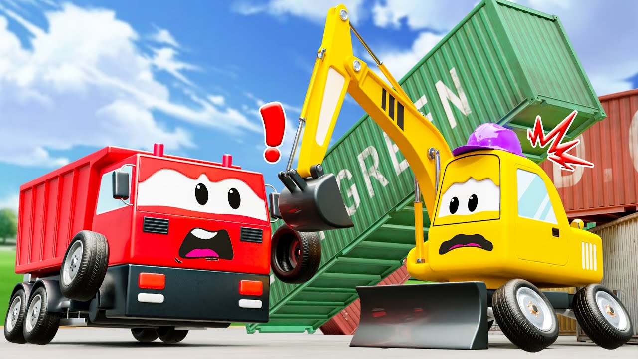 Crane Truck & Forklift Rescue Excavator from Ship Crash | Construction Vehicles