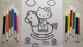 Coloring Hello Kitty With Horse, Mewarnai Hello Kitty Naik Kuda Coloring Hello Kitty With Horse, Mewarnai Hello Kitty Naik Kuda