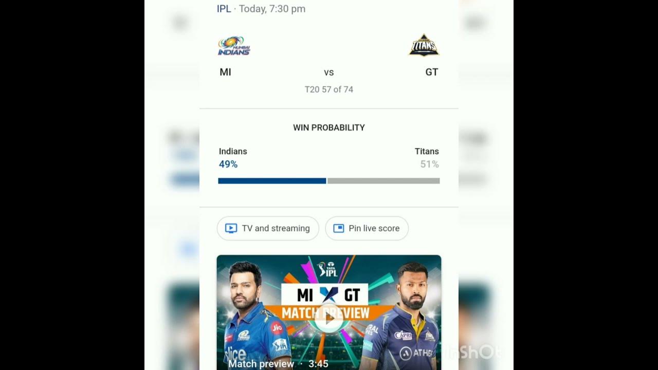 TODAY MATCH MI VS GT 🔥cricket ipl ipl2023 shorts short YouTube