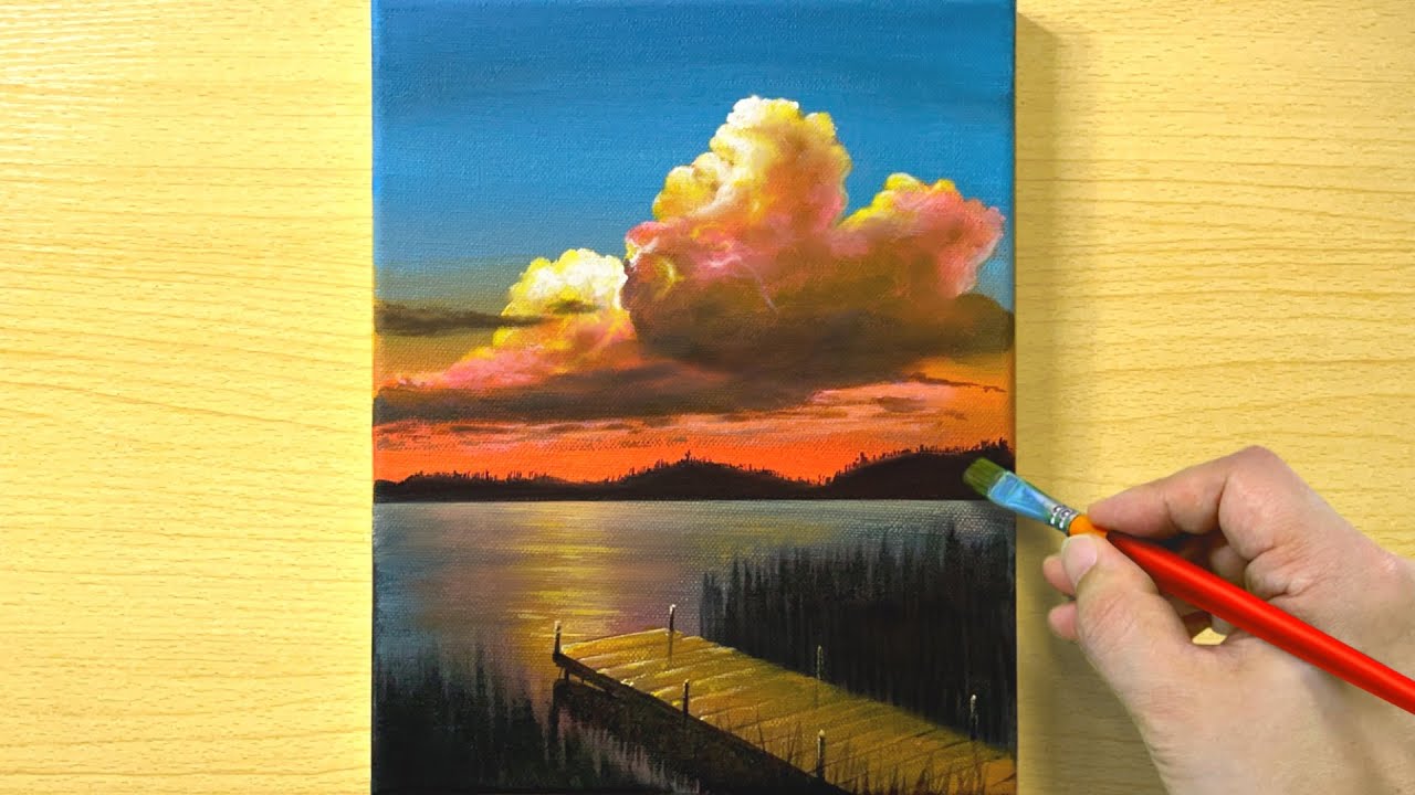 Sunset Cloud Painting / Acrylic Painting / STEP by STEP 235 YouTube