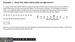 stats 8.5 - testing a claim about a mean #1