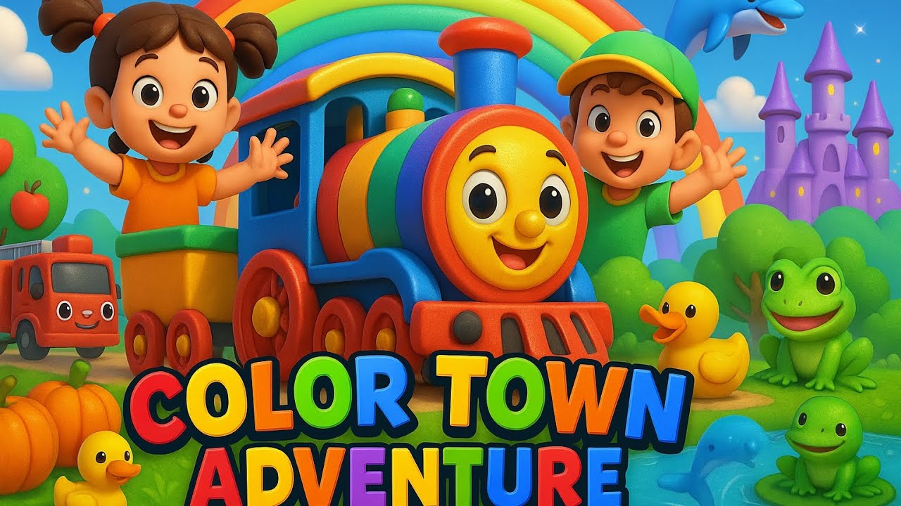 🎨 Color Town Adventure | Learn Colors with the Rainbow Train 🚂 | Fun Kids Color Song |