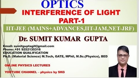 Optics (Interference of Light,Part-1 ) IIT-JAM,/CSIR NET-JRF Physics