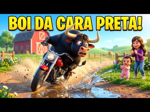 BOI DA CARA PRETA DE MOTO! 🐮🏍️ Lá Vem o Boi com Chocolate! (Música Infantil Dançante)