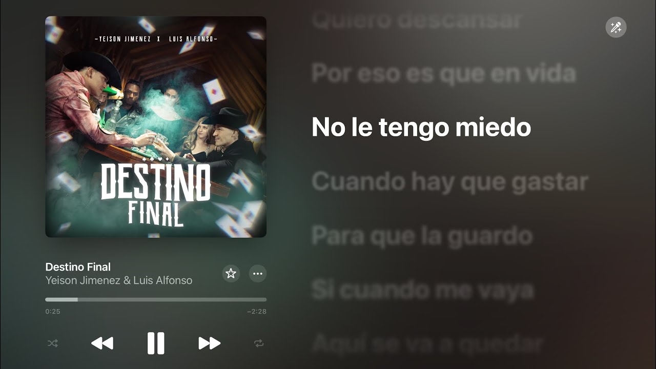 Destino Final (Yeison Jiménez & Luis Alfonso) Letra