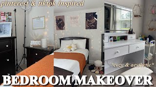 aesthetic room makeover + room tour| cozy bedroom transformation, pinterest & tiktok inspired