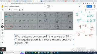 Review - Go Math 8 2.1 Integer Exponents Activity 1