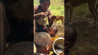 Hadzabe Tribe bush people share all the food they get as one big family