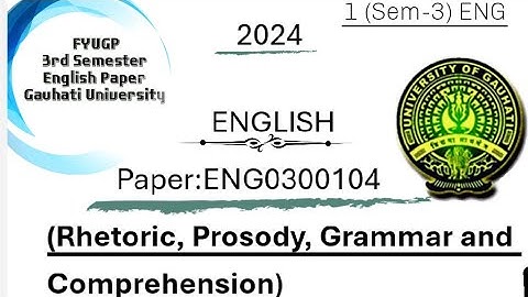 FYUGP 3rd Semester English Question Paper 2024  (Gauhati University)