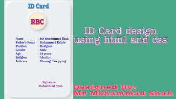 Id card design using html and Css | Designed By Mr Mohammad Shah