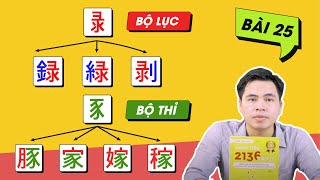 [Hack Não 2136 Kanji 1] Bài 25 - Học Kanji BỘ LỤC: 録, 緑, 剥, 縁 + BỘ THỈ: 豚, 家, 嫁, 稼