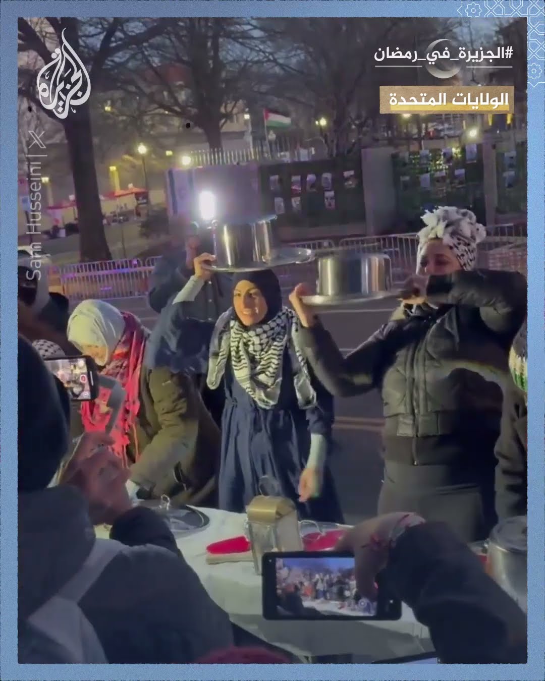 مسلمون أمريكيون ينظمون إفطارا أمام السفارة الإسرائيلية بواشنطن تضامنا مع فلسطين