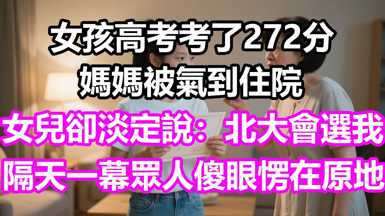 女孩高考考了272分，媽媽被氣到住院，女兒卻淡定說：北大會選我！隔天一幕眾人傻眼愣在原地！#淺談人生#民間故事#孝顺#儿女#讀書#養生#深夜淺讀#情感故事#房产#晚年哲理#中老年心語#養老#真實故事
