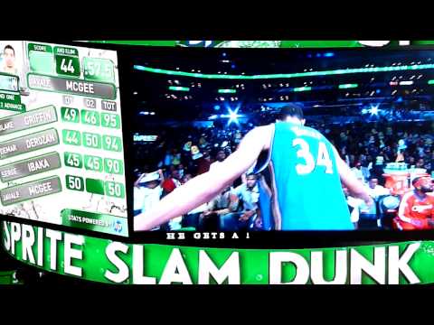 Javale McGee Dunks Three balls in One Hoop / Live Cam @ NBA All Star Sprite Slam Dunk Contest 2011