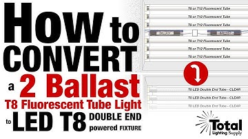 How to convert a TWO Ballast T8 Fluorescent Tube Light to LED T8 DOUBLE END powered Fixture