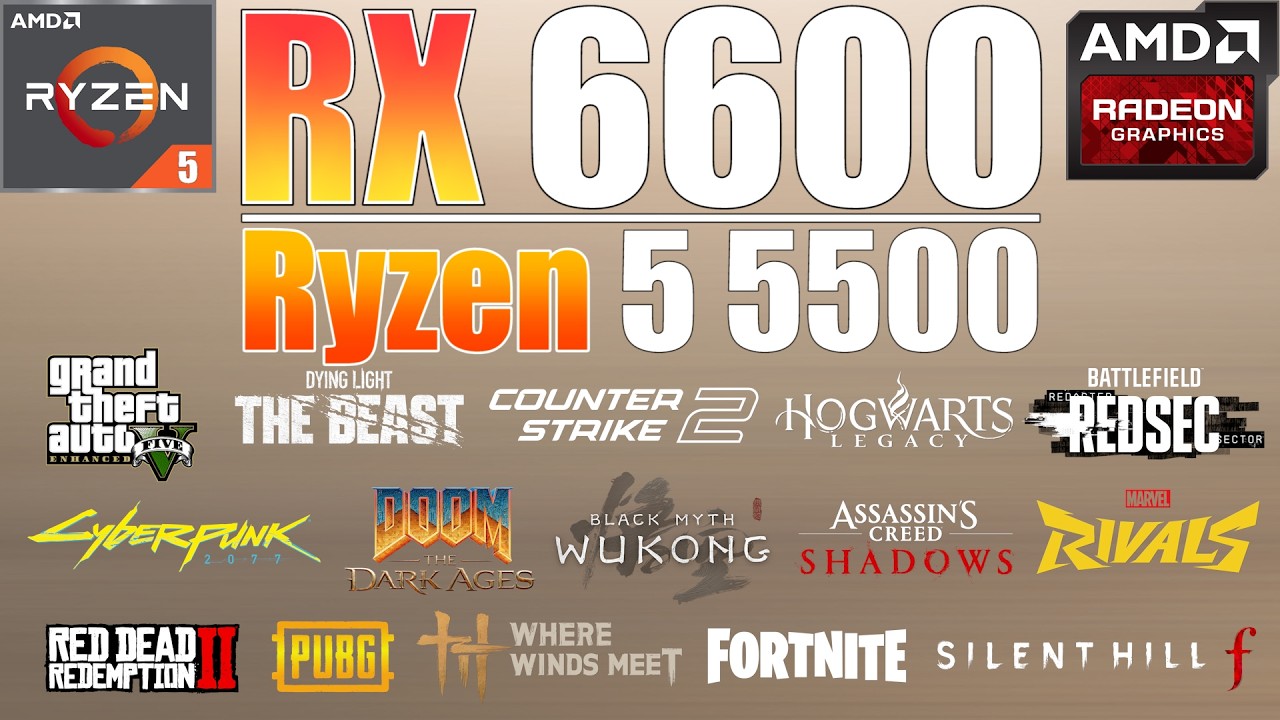 RYZEN 5 5500 RX 6600 | New 15 Games Tested | RX 6600 Gaming Test 2026 ...