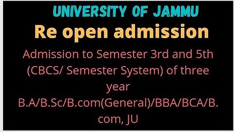 jammu university| RE-OPEN Admission for UG SEM 3rd & 5th  SESSION 2021