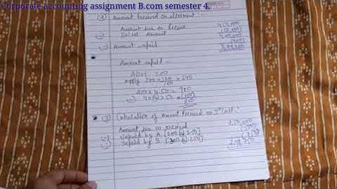 Corporate accounting assignment B.com semester 4.2021
