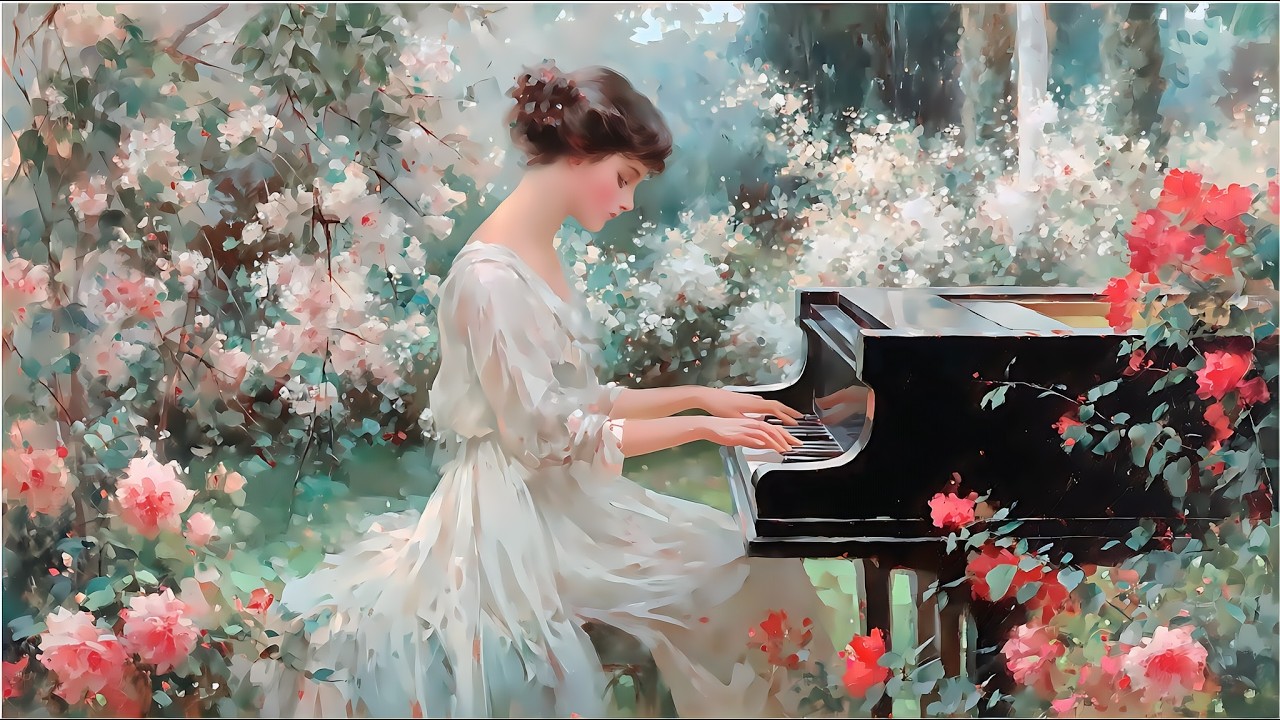 Pleasant classical music in a blooming garden for deep relaxation and sleep