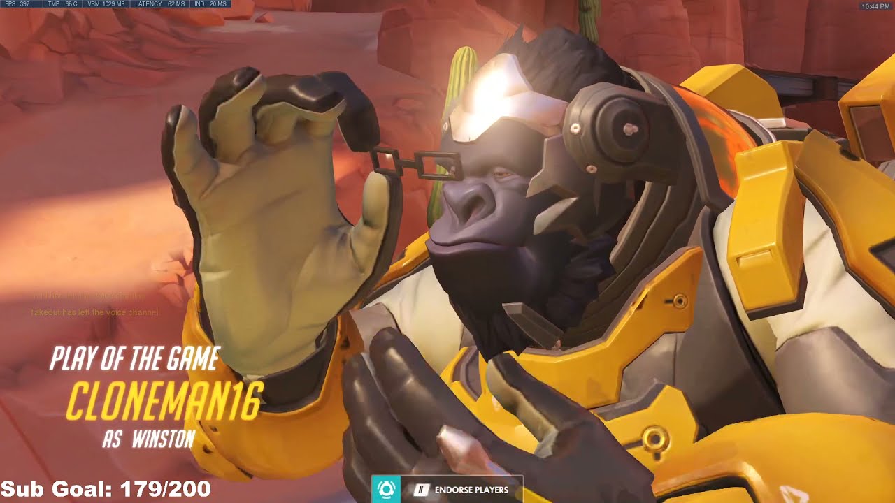 POTG! CLONEMAN16 WINSTON OVERWATCH GAMEPLAY SEASON 29 TOP 500