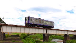 JR Kansai Line diesel train running at high speed and a Japanese BBQ restaurant near Sanagu 関西本線と食事処