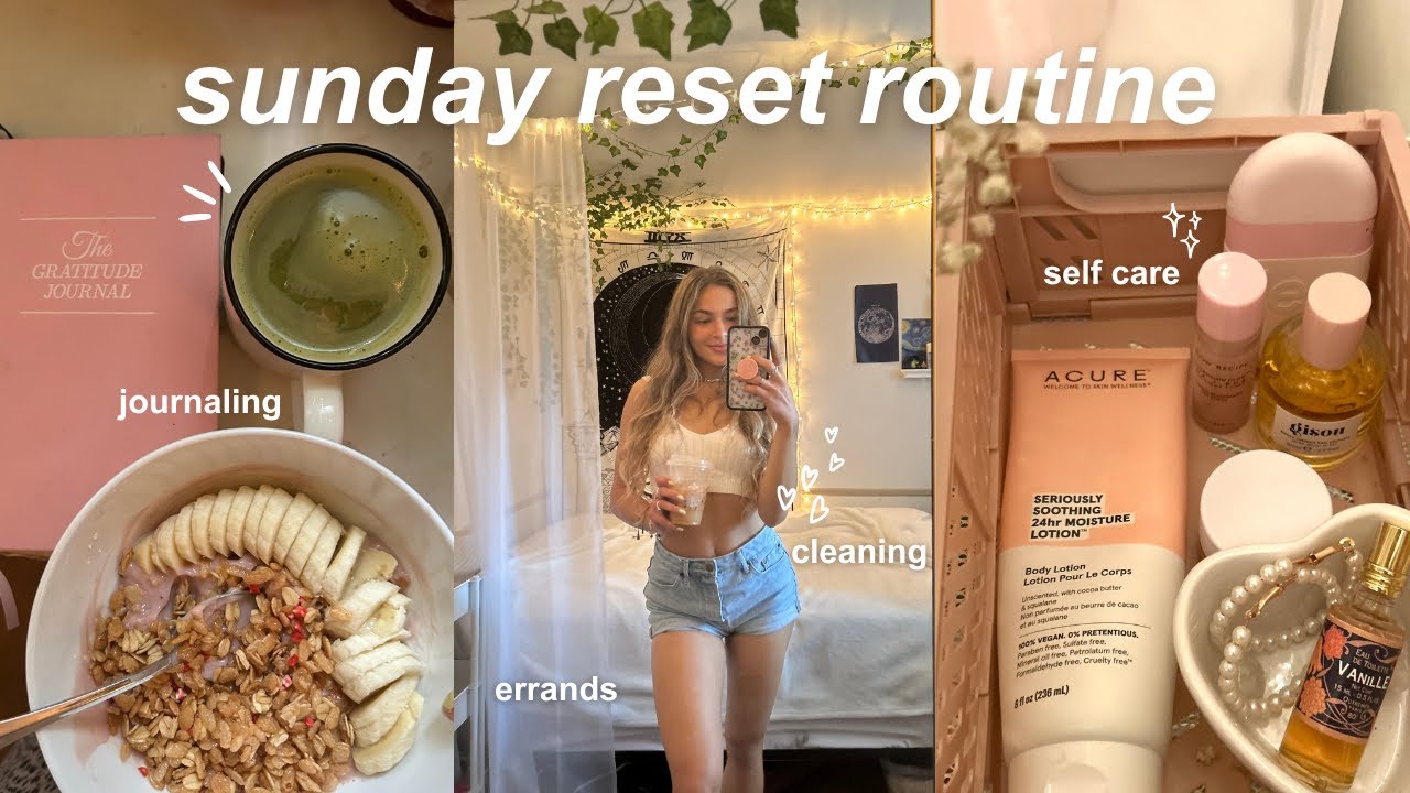 sunday reset routine 🫧 cleaning, journaling, and self care - YouTube