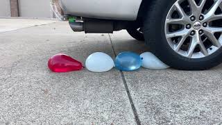 Popping 4 Balloons with a car In Slo Mo :SHORT: