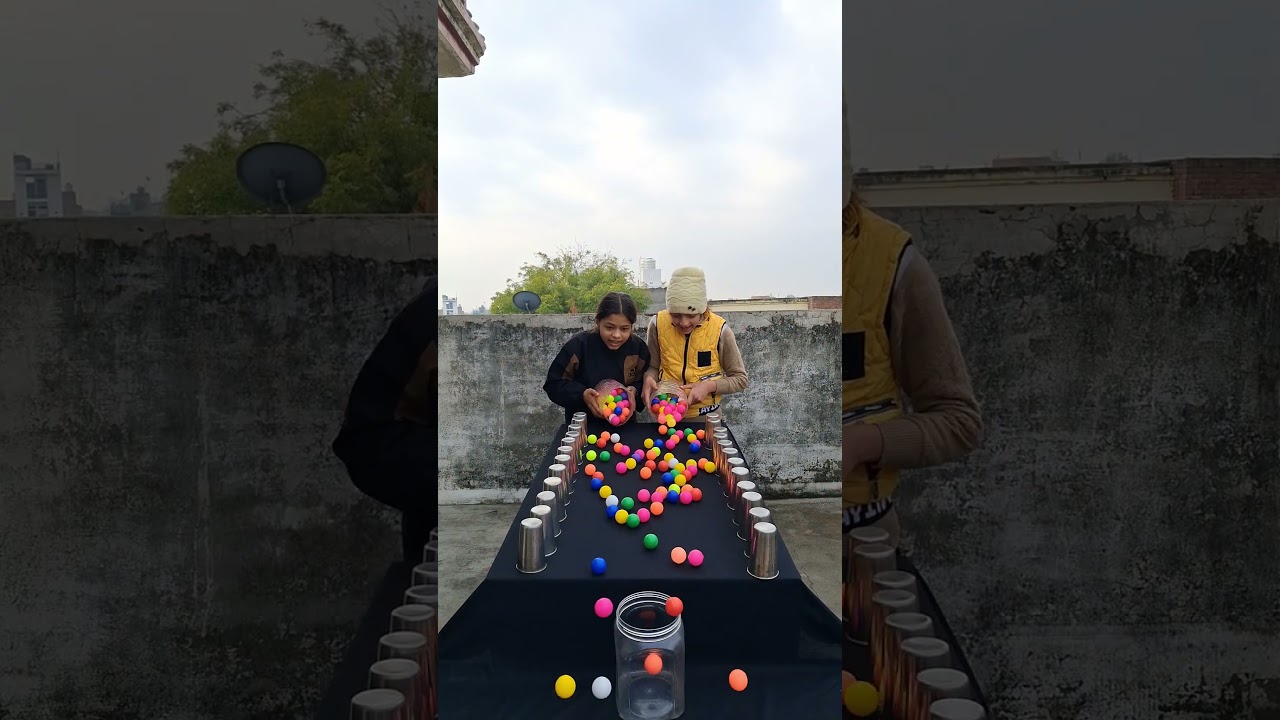 Amazing multi colour ball roll family challenge 
