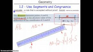 Geometry 1.2 - Segment Addition Post. & Congruence