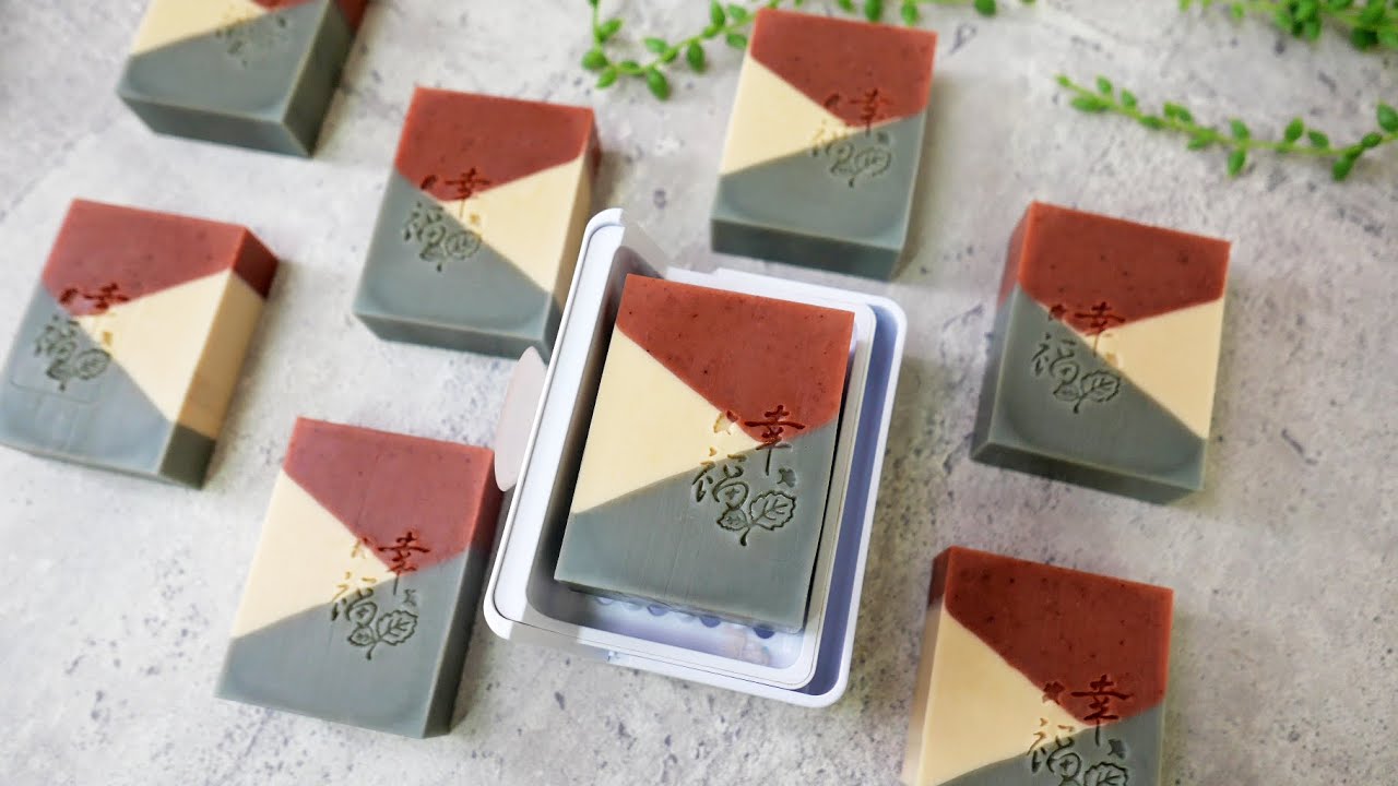 斜向分層皂 - slant layers handmade soaps with natural herbal powders: indigo and annatto - 手工皂