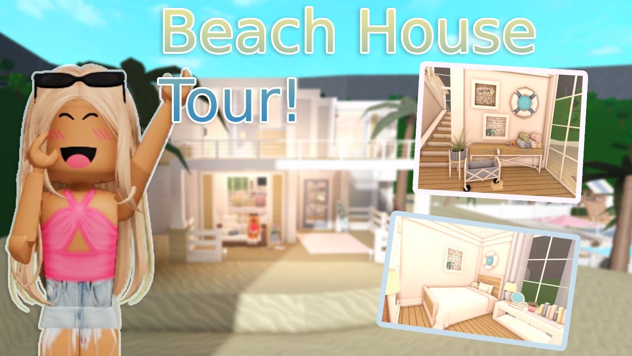 NEW FAMILY BEACH HOUSE TOUR THERES A HUGE POOL Roblox Bloxburg 