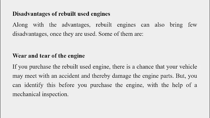 Advantages and Disadvantages of Purchasing Rebuilt...