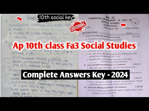 💯10th class Fa3 social studies answer key 2024