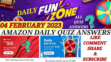 4 February 2023 | amazon fun zone daily quiz Answers today | All Quiz Answers | @gkpackages7119