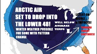 Major pattern change set to begin! Coldest air yet. Snow? Tornado threat continues overnight