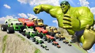 Big \& Small: Monster Truck ChickHicks vs MissFritter vs Lightning Mcqueen vs DOWN OF DEATH From Hulk