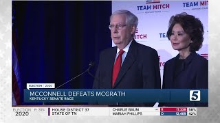 Senate Majority Leader Mitch McConnell defeats challenger Amy McGrath