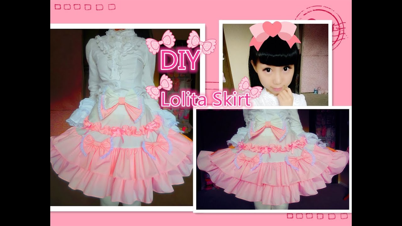 Kawaii DIY - How to Make A Sweet Lolita Skirt (no elastic band and zipper method)
