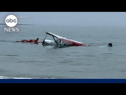 Small plane crash lands at busy New Hampshire beach | GMA