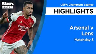 Thumbnail for Arsenal v RC Lens Highlights | 2023-24 | UEFA Champions League