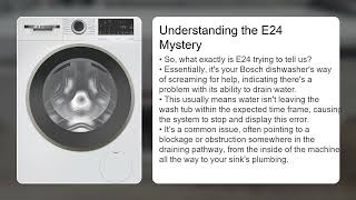 Bosch Dishwasher Error Code E24 – Drain Error Fix