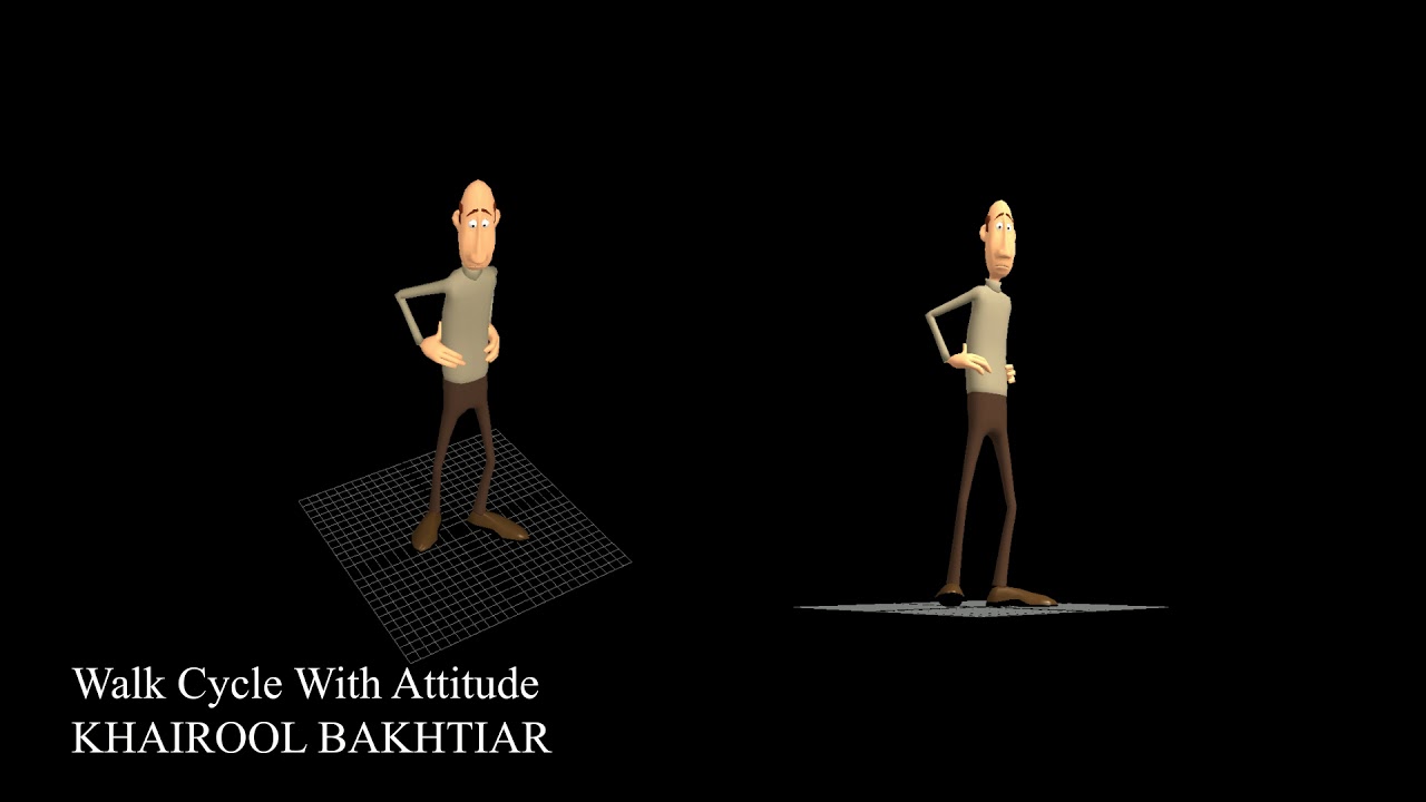 Walk Cycle With Attitude animate by KHAIROOL BAKHTIAR - YouTube