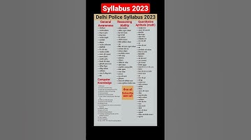 Delhi Police syllabus 2023 | Delhi Police Constable syllabus 2023 | Delhi Police syllabus in Hindi